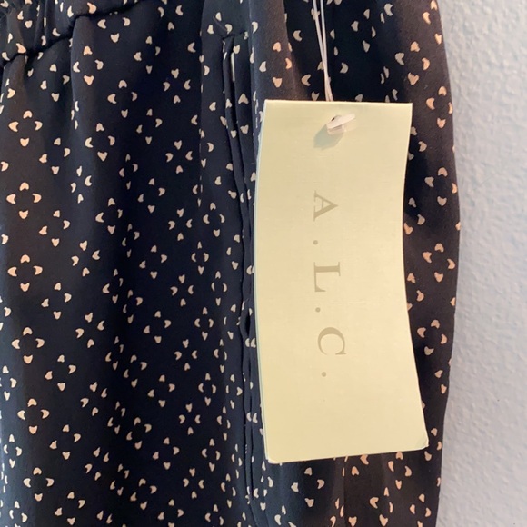 NWT 2013 A.L.C. Silk Black/Tan Drawstring Pants Women's Large - Picture 3 of 15